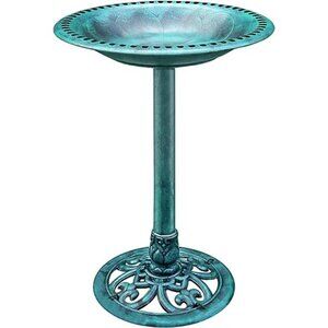 28 Inch Height Polyresin Lightweight Antique Outdoor Garden Bird Bath